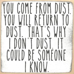 You Come From Dust. You Will Return To Dust. That's Why I Don't Dust. It Could Be Someone I Know.