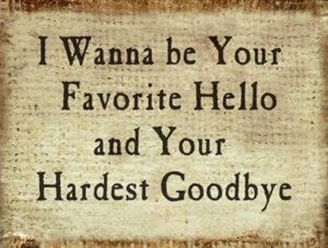 I Wanna Be Your Favorite Hello and Your Hardest Goodbye.